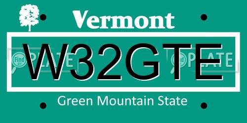 W32GTE Vermont License Plate