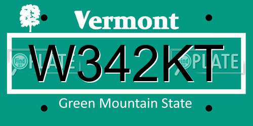 W342KT Vermont License Plate
