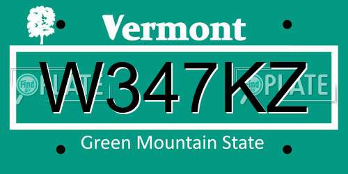 W347KZ Vermont License Plate