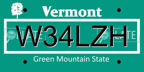 W34LZH Vermont License Plate