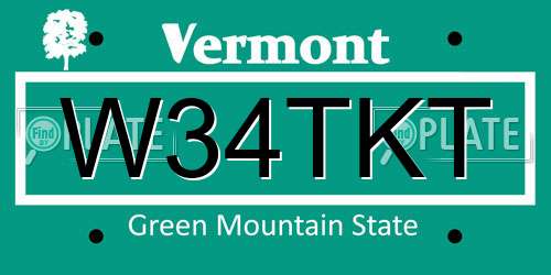 W34TKT Vermont License Plate