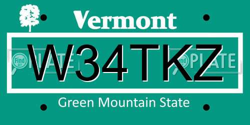 W34TKZ Vermont License Plate