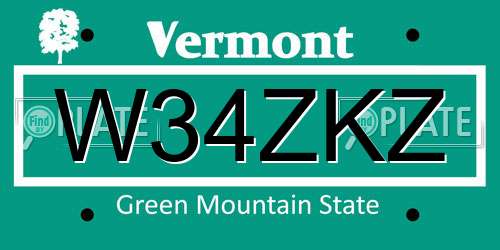 W34ZKZ Vermont License Plate