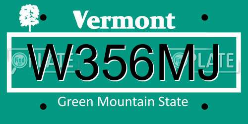 W356MJ Vermont License Plate