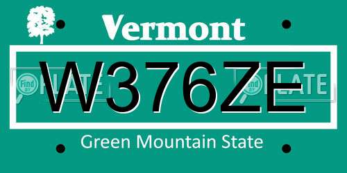 W376ZE Vermont License Plate