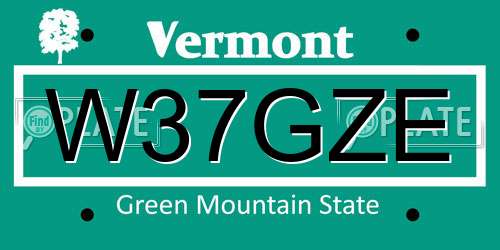W37GZE Vermont License Plate