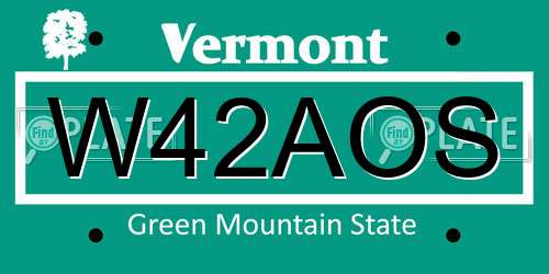 W42AOS Vermont License Plate