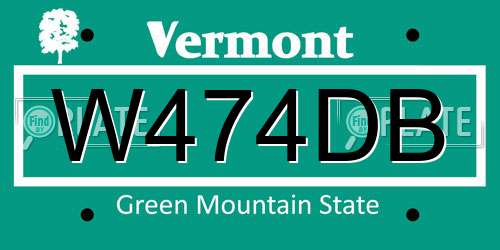 W474DB Vermont License Plate