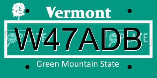 W47ADB Vermont License Plate