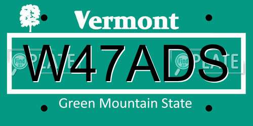 W47ADS Vermont License Plate