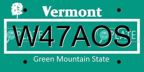 W47AOS Vermont License Plate