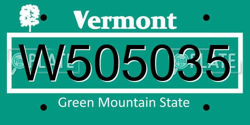 W505035 Vermont License Plate