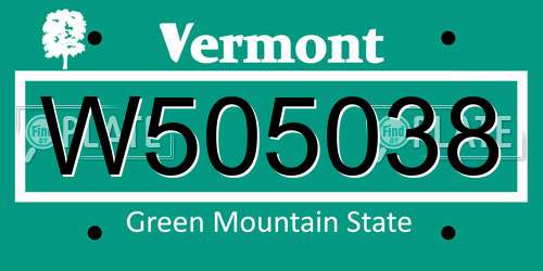W505038 Vermont License Plate