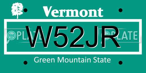 W52JR Vermont License Plate
