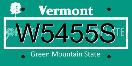 W5455S Vermont License Plate