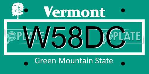 W58DC Vermont License Plate