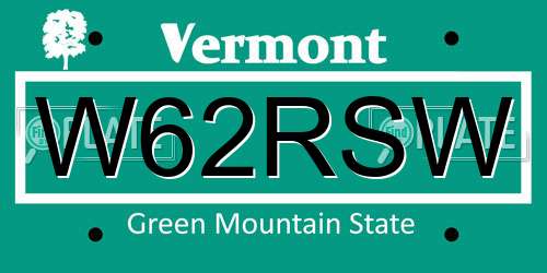 W62RSW Vermont License Plate
