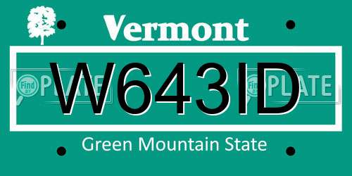 W643ID Vermont License Plate