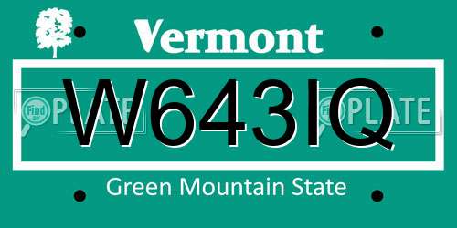 W643IQ Vermont License Plate