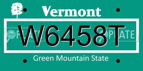 W6458T Vermont License Plate