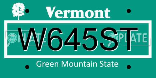 W645ST Vermont License Plate