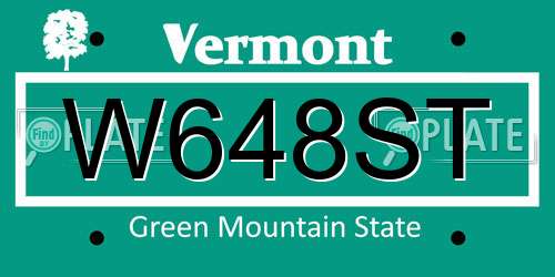 W648ST Vermont License Plate