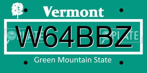 W64BBZ Vermont License Plate