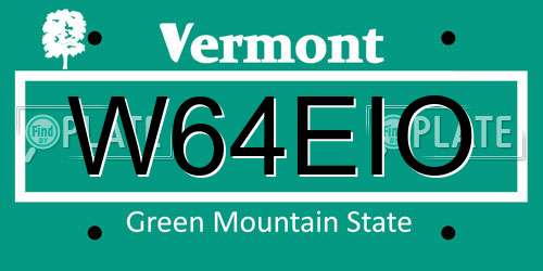 W64EIO Vermont License Plate