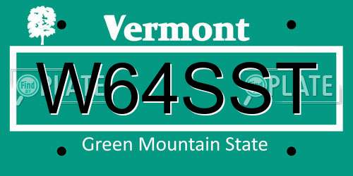 W64SST Vermont License Plate