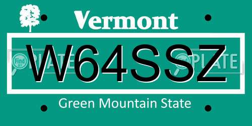 W64SSZ Vermont License Plate