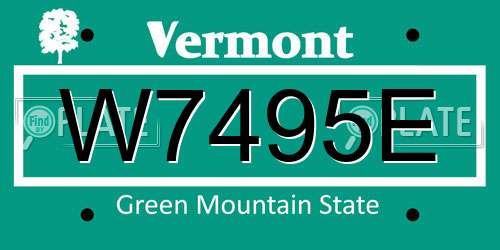 W7495E Vermont License Plate