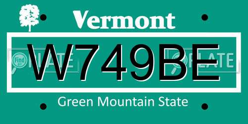 W749BE Vermont License Plate