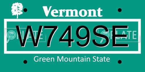 W749SE Vermont License Plate