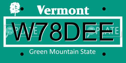 W78DEE Vermont License Plate