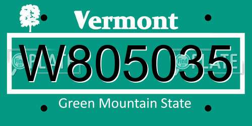 W805035 Vermont License Plate