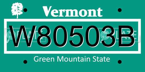 W80503B Vermont License Plate