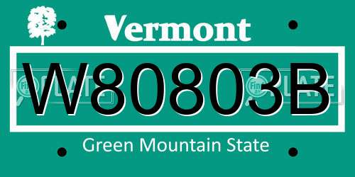 W80803B Vermont License Plate