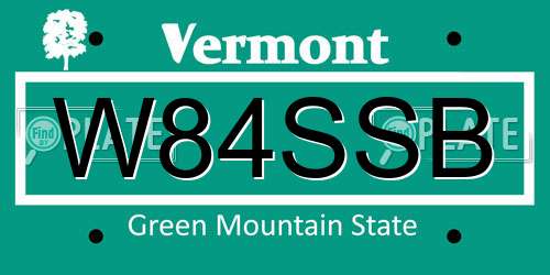 W84SSB Vermont License Plate