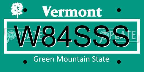 W84SSS Vermont License Plate