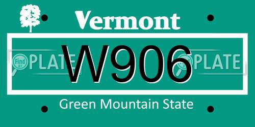 W906 Vermont License Plate