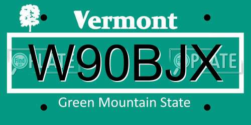W90BJX Vermont License Plate