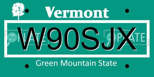 W90SJX Vermont License Plate