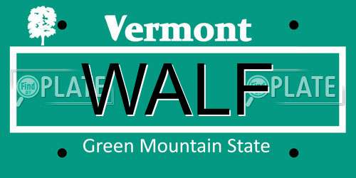 WALF Vermont License Plate