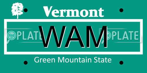 WAM Vermont License Plate
