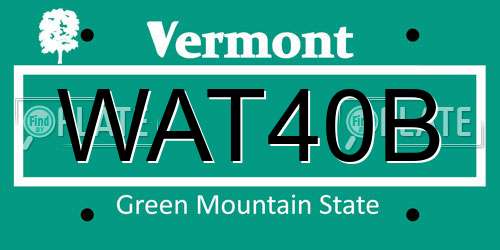 WAT40B Vermont License Plate