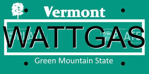 WATTGAS Vermont License Plate