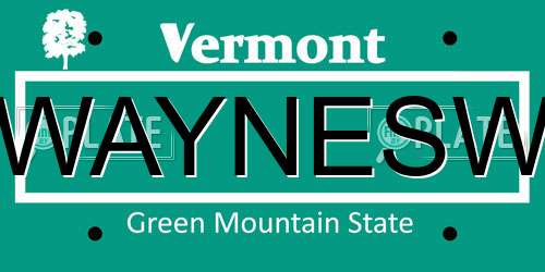 WAYNESW Vermont License Plate