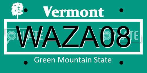 WAZA08 Vermont License Plate
