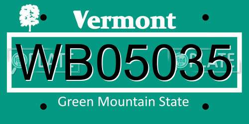 WB05035 Vermont License Plate
