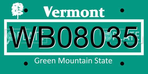 WB08035 Vermont License Plate